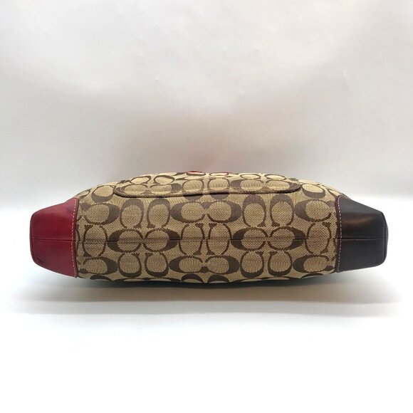 Coach Signature Canvas & Red Leather Trim Tote Bag 6082 - Picture 5 of 11